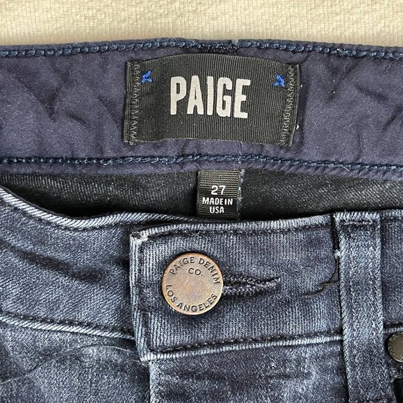 Paige Hoxton Ultra Skinny Dark Wash Blue Jeans Size 27 Straight Leg Slim Stretch - Picture 4 of 15